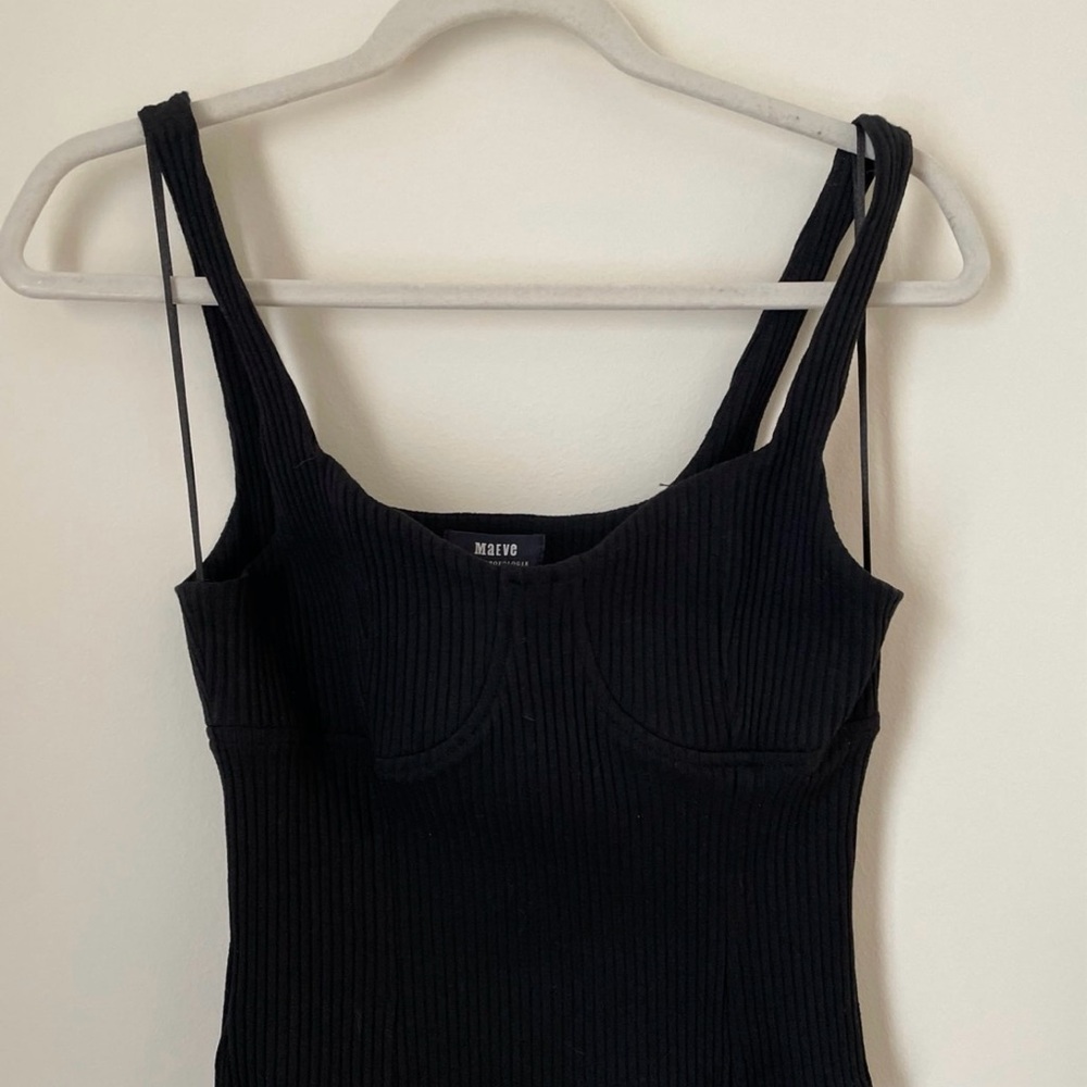 Anthropologie Maeve Black Ribbed Top